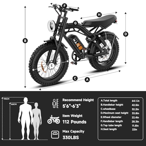Image of High Power Electric Bike for Adults, 1500W-4000W Peak Ebike with UL Certified Battery, 20 inch Fat Tire Retro Scrambler Moped Style & Off-Road Electric Motorcycle, Full Suspension