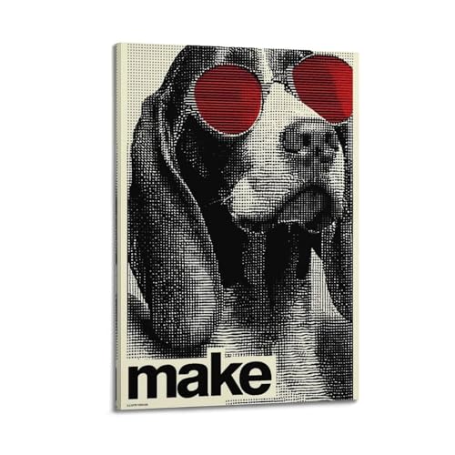 Poster amusant de chien pour habiller un mur vide avec une toile vintage