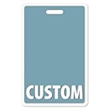 Personalized Print Badge Buddy in Full Hydrogen Blue Color - ID Vertical (50 Pcs) - Print On Both Sides with Border - Durable and Water Resistant for Teachers, Nurses, Doctors, Teachers