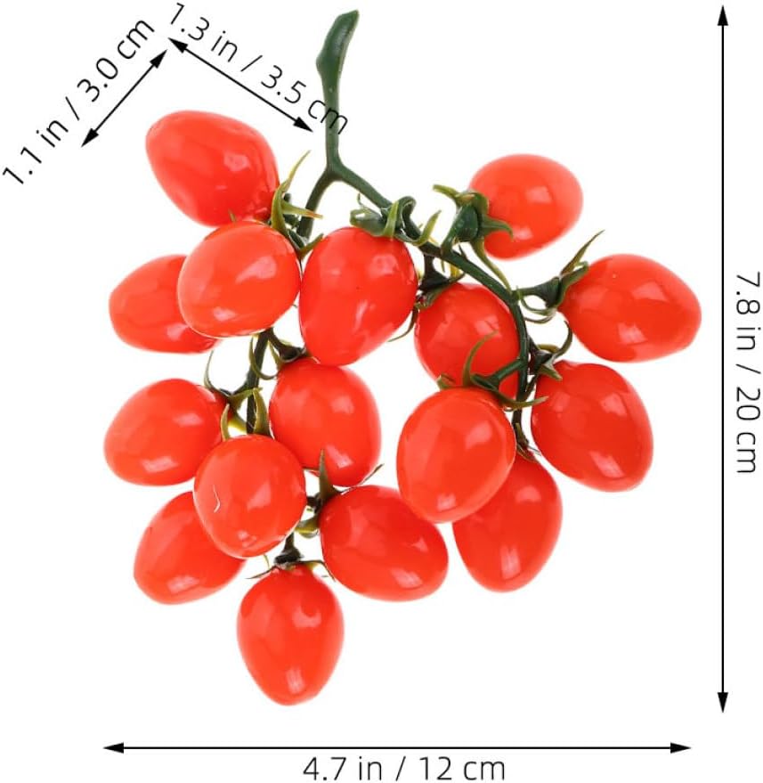 VALICLUD 3pcs Lifelike Artificial Cherry Tomatoes Bunch for Kitchen Display Photography Props Realistic Simulation Fruit for Home Wedding and Party Decorations