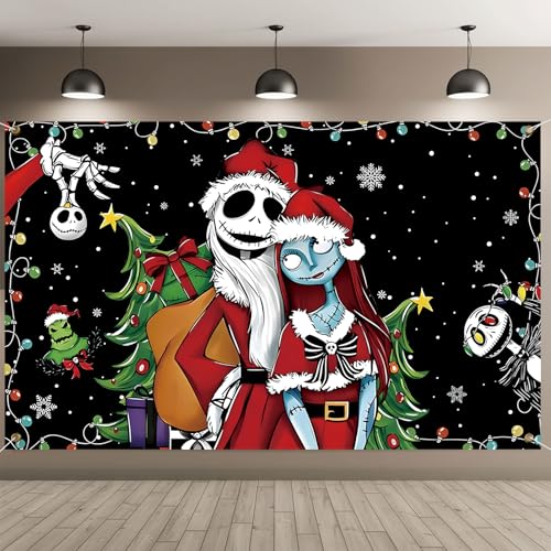 Nightmare Before Christmas Backdrop Cloth Jack Skellington Christmas Decorations Christma Indoors Outdoor Decorations New Year Holiday Party Decoration Supplies Christma Novelty Gifts