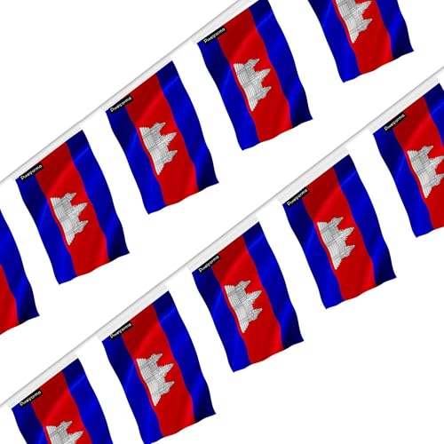 Guirlande drapeau Cambodge festive de 100 pièces pour buffet et soirée à thème