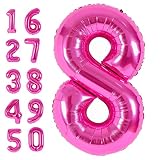 Giant 40 Inch Pink Number 8 Balloons for Birthdays 8th Birthday Balloon Decors for Girls Kids Party