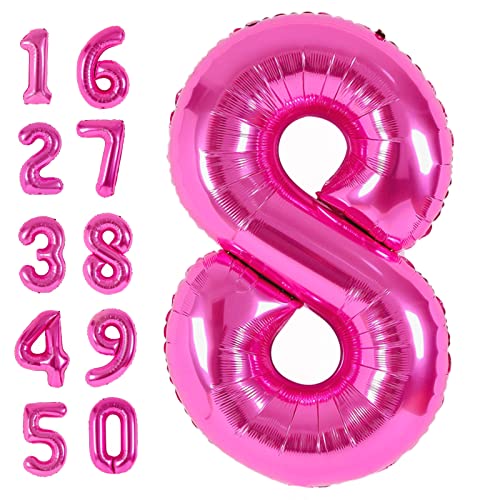 Giant 40 Inch Pink Number 8 Balloons For Birthdays 8Th Birthday Balloon Decors For Girls Kids Party Mylar 8 Year Old Balloon For Party Graduations Anniversary Wedding Photo Shoot Theme Party #TOP15