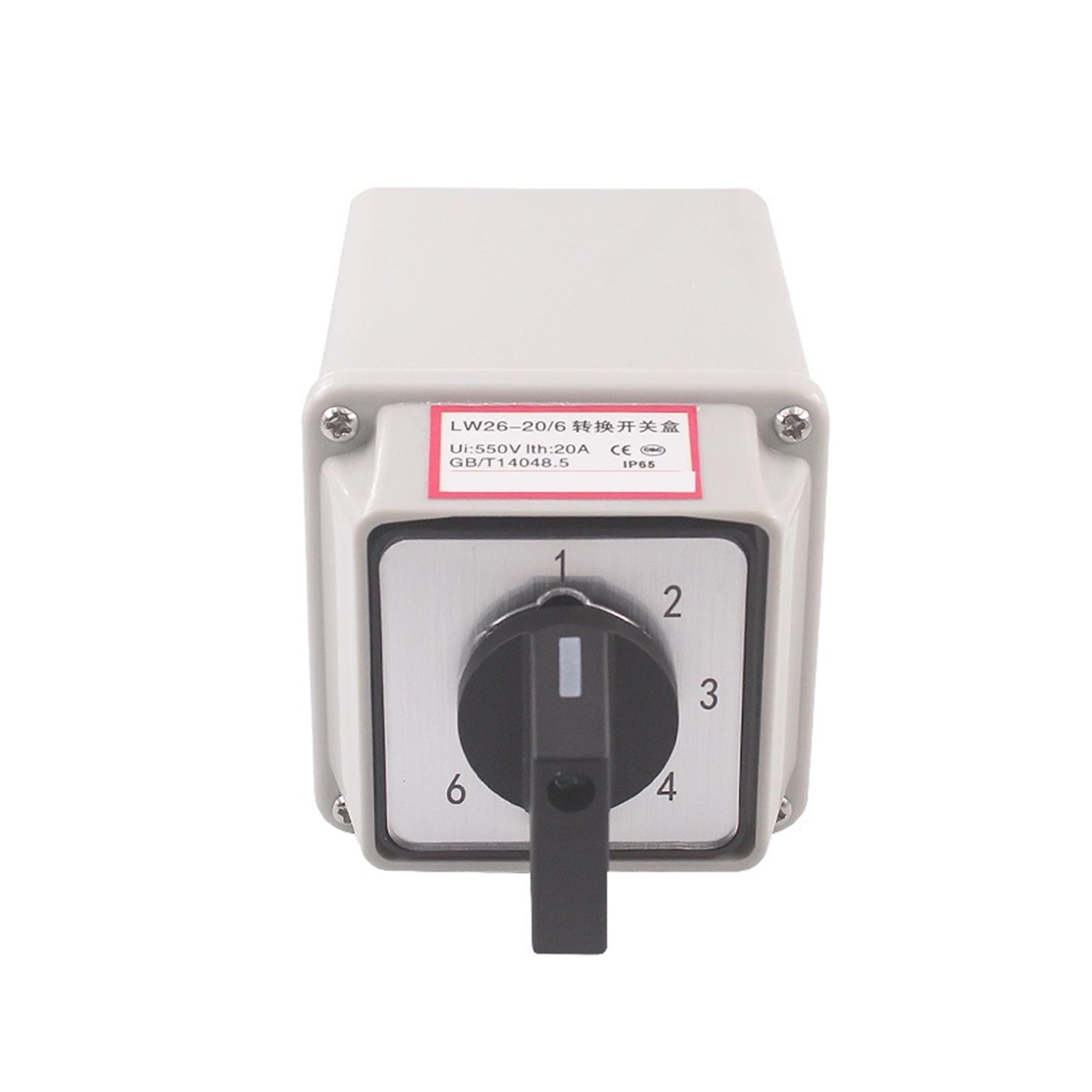 JGNAYRKJQI 20A Changeover Rotary Switch LW26-20/6M YMW26 with Waterproof Box 6 Gears 6 Sections 2 Wires 6-Way