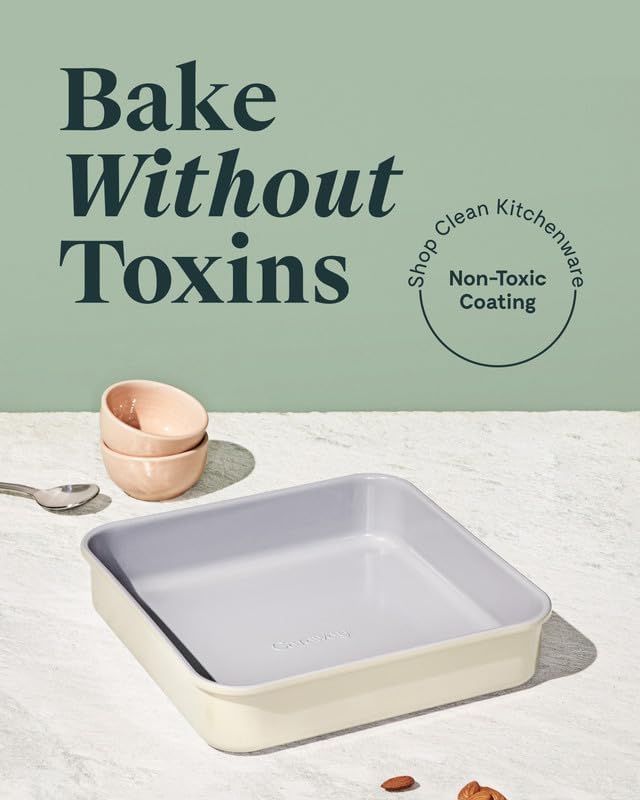 Caraway Non-Stick Ceramic 9” Square Pan - Naturally Slick Ceramic Coating - Non-Toxic, PTFE & PFOA Free - Perfect for Brownies, Lemon Bars, Cakes, & More - Gray - Thumbnail 2