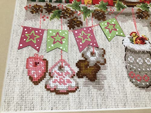 Image of RIOLIS - Christmas Shelf 1903 Holiday Cross Stitch Kits 11 inchx8, Cross Stitch Kits for Beginners & Advanced, Crossstitching Kits Adult, Counted Stitching Kits, Christmas Embroidery Kit