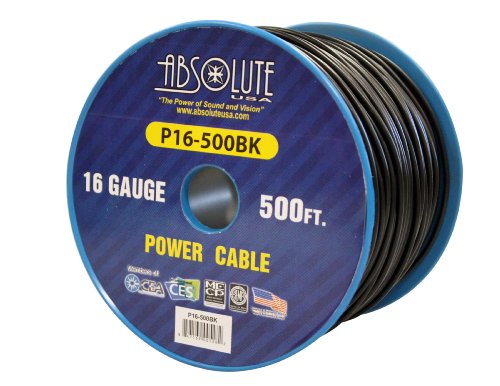 Absolute Usa P16-500Bk 16 Gauge 500-Feet Spool Primary Power Wire Cable (Black) #TOP5