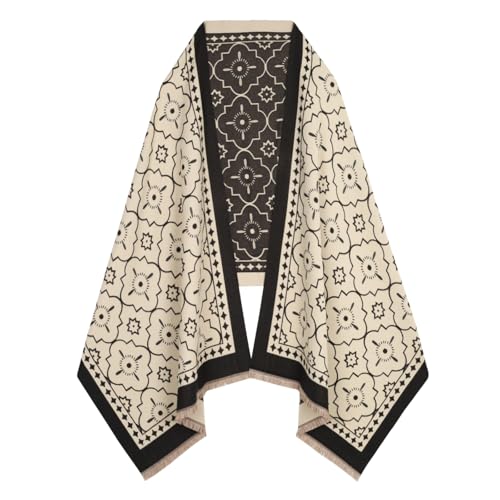 EXTREE Scarfs for Women Pashmina Silky Shawl Wrap for Evening Dressing Blanket Open Front Poncho Cape (AIQ-orange-classic car)