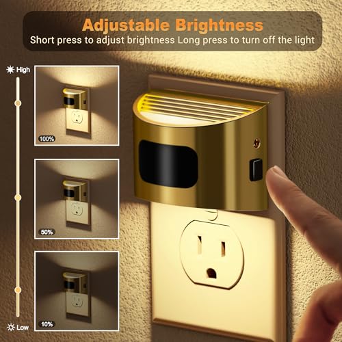 Image of JandCase Motion Sensor Night Light, Night Lights Plug into Wall, Dusk to Dawn Sensor Nightlight with Motion Activated, 30 /60 /100lm Brightness Dimmable, 3000K Warm White, for Kids Bedroom Hallway