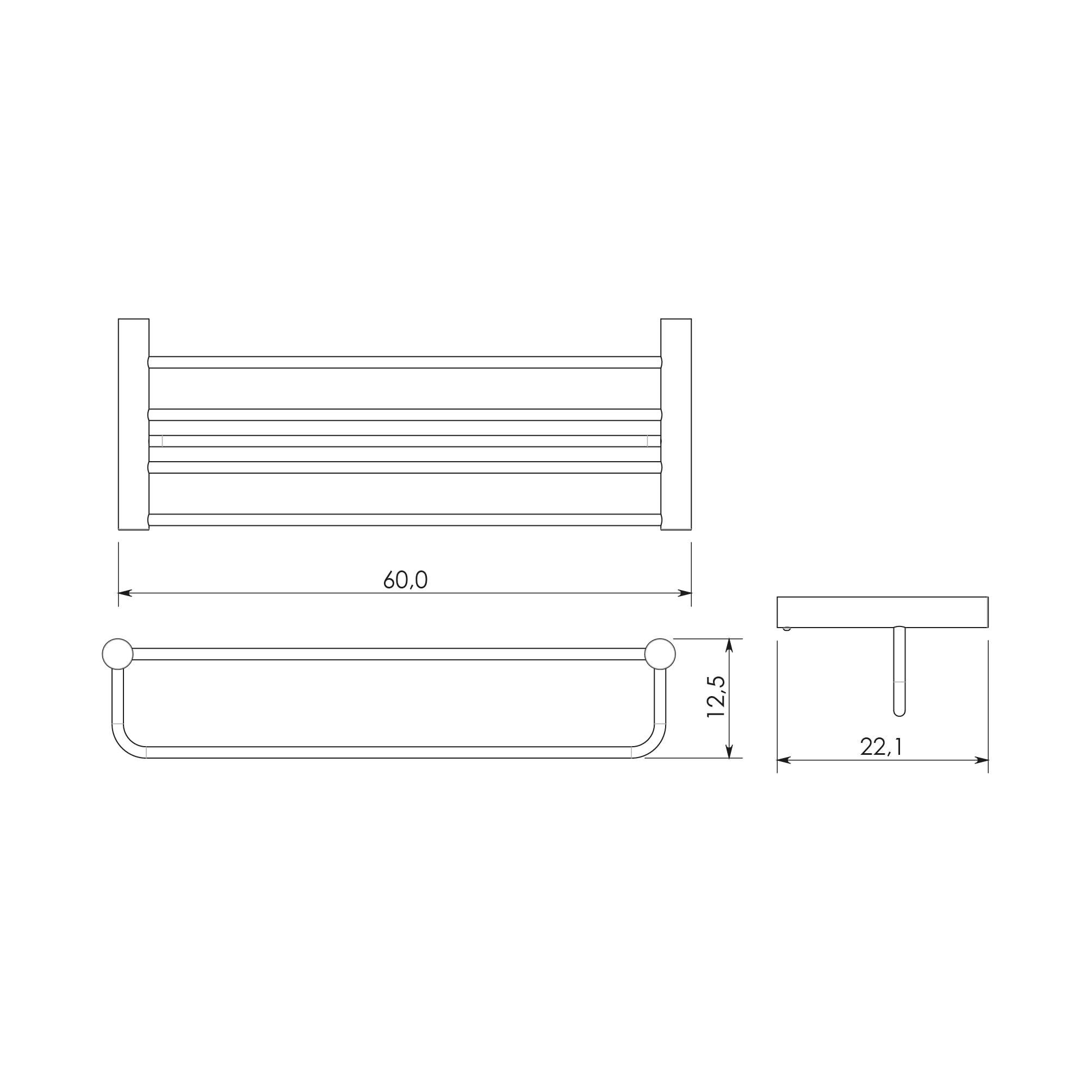 Gedy Ande Estante baño para Toallas Toallero Baño Pared Doble 60x22x12,5cm Acero Inoxidable AISI 304 Acabado Cepillado, Estante Ducha con Tornillos Incluidos