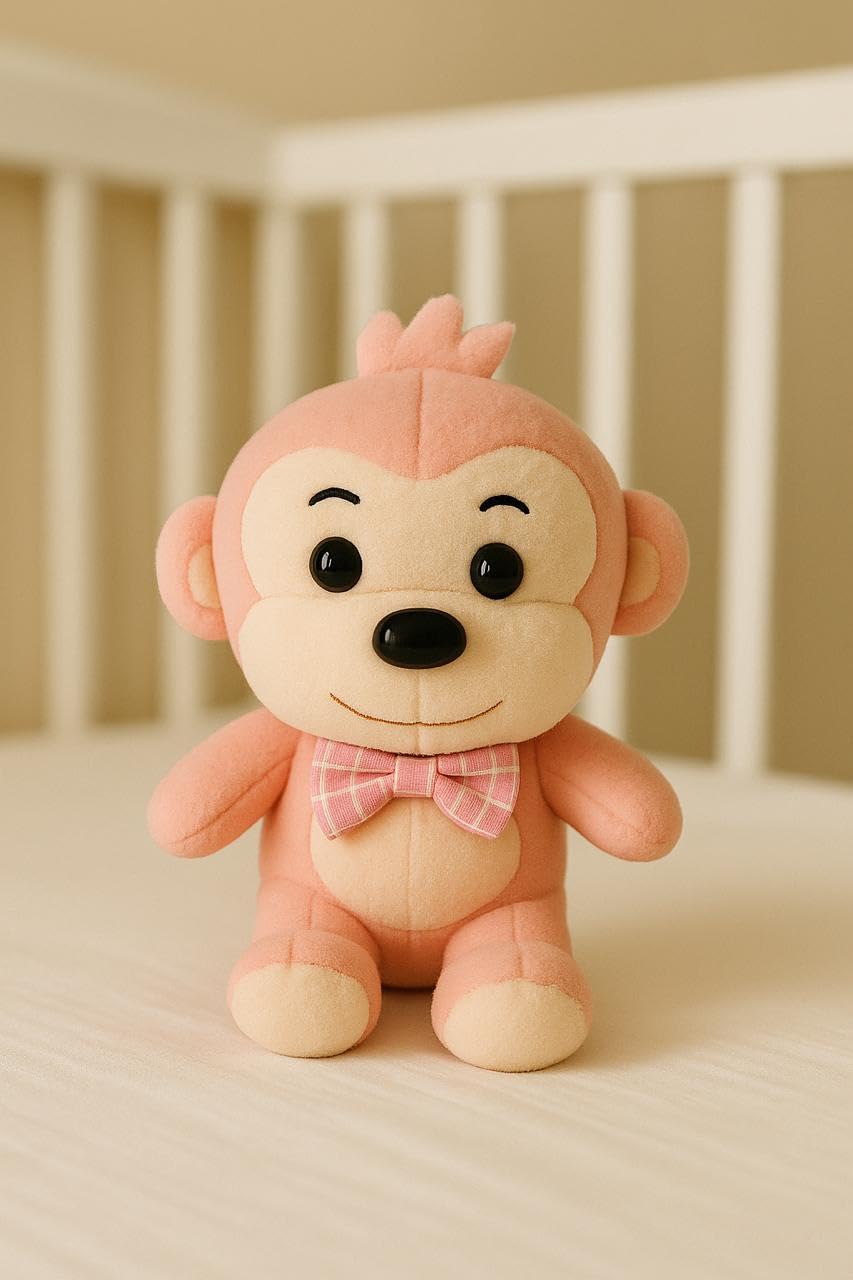 SCOOBA Baby Monkey Soft Toy 20 cm Small(Bow Monkey Pink)-image-9