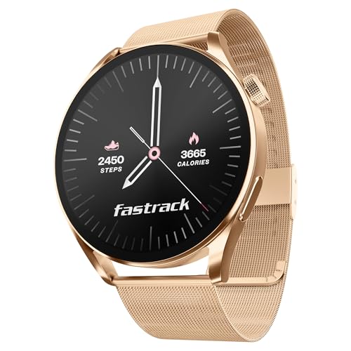 Image of Fastrack Dezire FX1 1.38 inch Smart Watch with BT Calling, 100+ Sports Modes, BP Monitoring, Functional Crown, Metal Alloy Case - Smartwatch for Men & Women (Mest Metal Strap, Rose Gold)