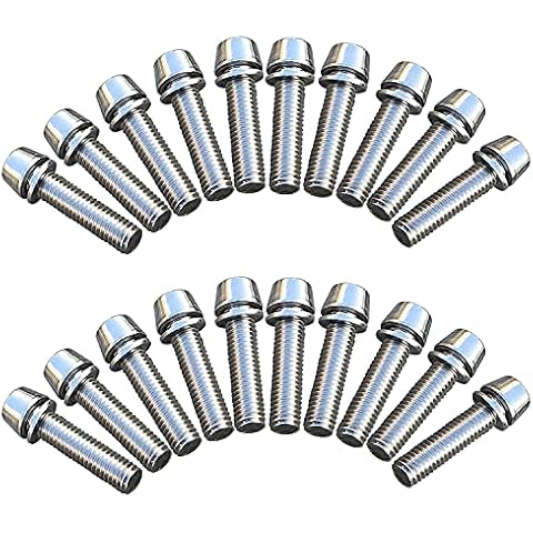 ONIPAX M5x20mm Bike Allen Hex Tapered Stainless Bolts Screws with Washer for MTB STEM Cover