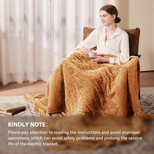 Image of Homemate Electric Heated Blanket King Size - 100 inchx90 inch Heating Blanket King Size Dual Control 1 /2 /4 /6 /8 Hours Auto-Off 10 Heat Level Over-Heat Protection Soft Flannel Sherpa ETL Certification