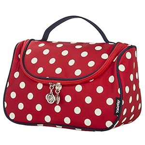 Cosmetic Bag, Toiletry Bag, Polka Dots Travel Cosmetic Organizer Makeup Bag for Women