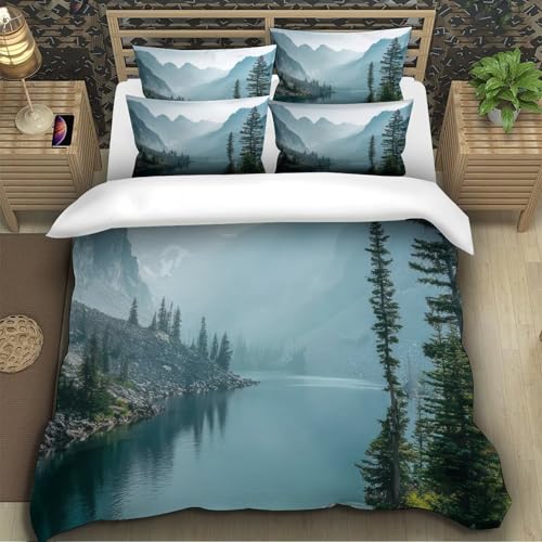 Housse de couette lac de montagne en microfibre premium