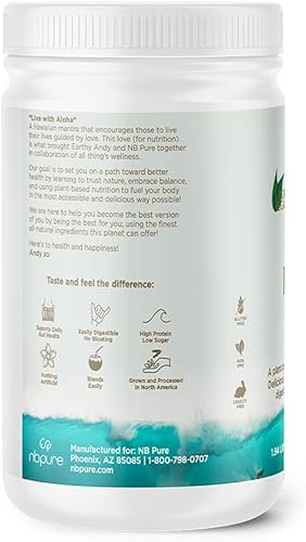 Miniatura 8 de nbpure Earthy Andy Proteína alimentada por plantas, sin gluten, sin OMG, sin crueldad animal, proteína de guisante en polvo, vainilla, 30 porciones