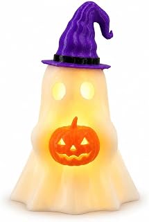 Halloween Ghost Decor with Pumpkin LED Light