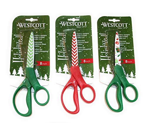Westcott 8 Inch Holidazed Scissors (Green-White Presents)