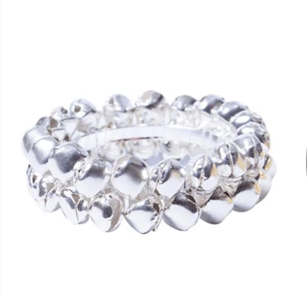 Christmas Tableware Set of 4 Metal Napkin Rings - Silver Jingle Bells