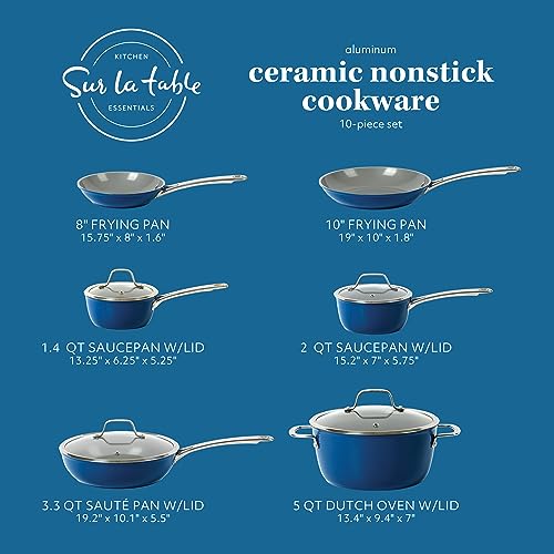 Sur La Table Kitchen Essentials PFA Free Titanium Ceramic Nonstick Interior Forged Aluminum Cookware Pots and Pans Sets - Image 3