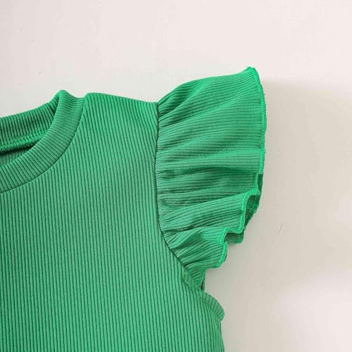 Image of OPAWO Toddler Long Sleeve Shirt Girl Ruffle Sleeve Ribbed Tops Tees Blouses