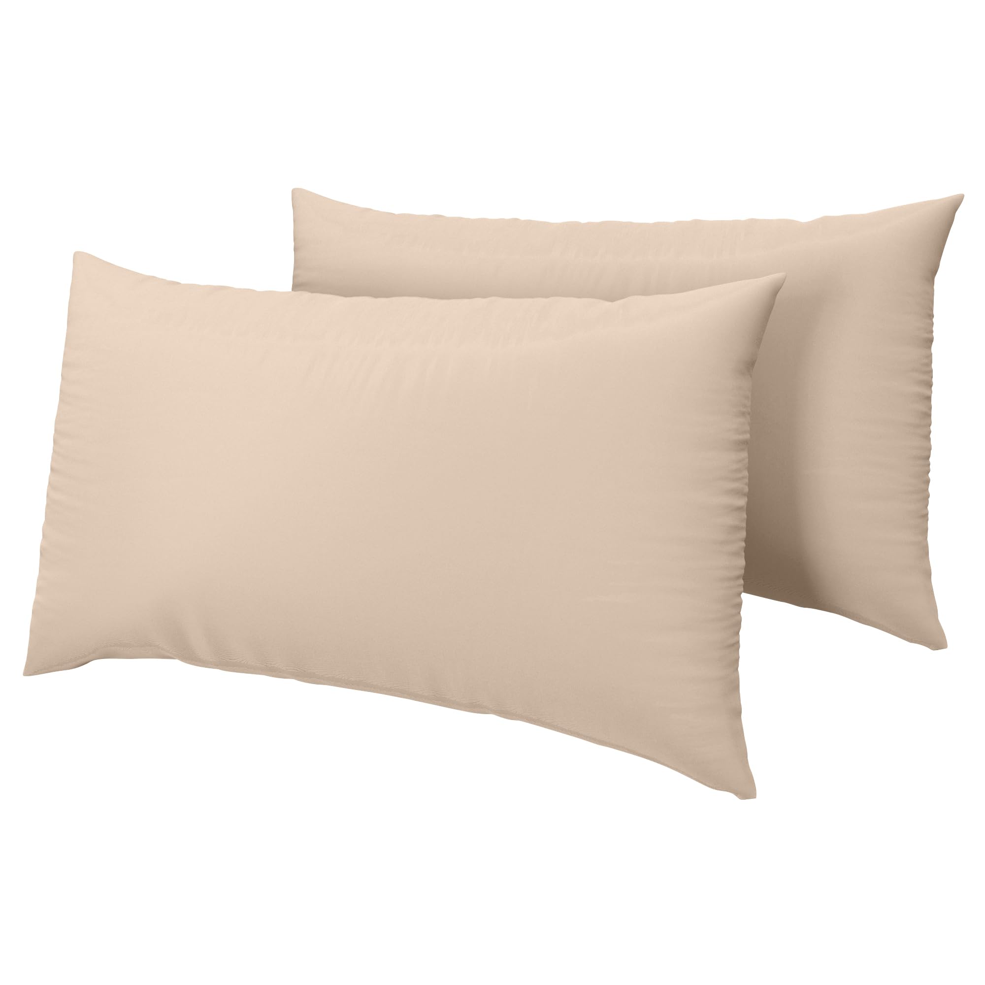 HOME ACE Latte Easy Iron Percale Standard Pillowcases 2 Pack, 100% Poly Cotton Housewife Pillow Cases 50 x 75CM Pack of 2