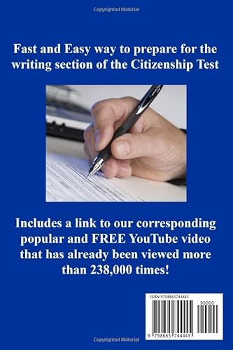 Citizenship Test Writing Workbook (English Version): Fast And Easy Way To Prepare For The Writing Section Of The Citizenship Test #TOP1