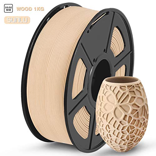 SUNLU Wood 3D Printer Filament, Wood PLA Filament 1.75mm 1kg Spool, Dimensional Accuracy