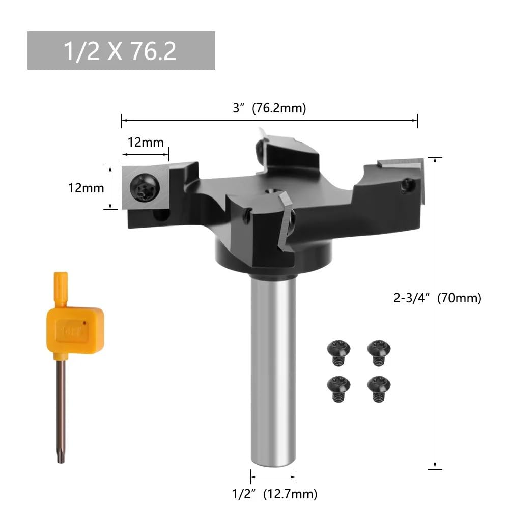 1 broca for ranurar superficies de alerón con inserto de carburo cuadrado, broca for cepilladora de madera de 4 ranuras, diámetro de corte de 76,2 mm, broca for aplanar losas de carburo, broca for cep