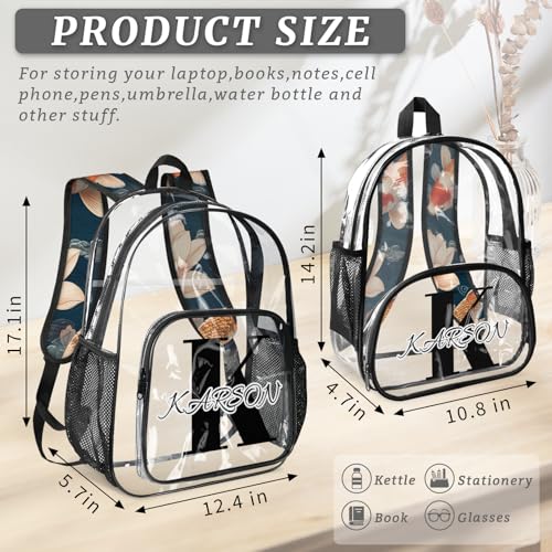 Personalized Koi Fish Large Clear Backpack Stadium Approved Heavy Duty PVC Plastic Custom Colorful Carp Lotus Transparent Backpacks See Through Bag with Name4