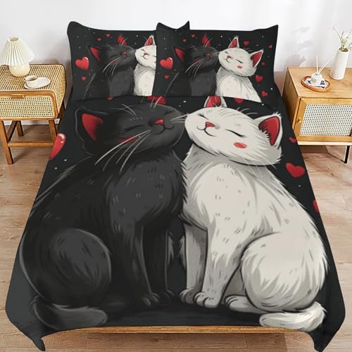 Funda nórdica de gato de 135x200 cm con fundas de almohada para cama infantil 2