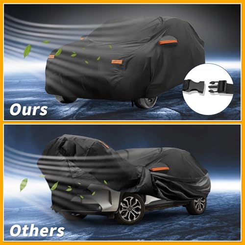 Image of All-Weather Waterproof Car Cover - UV-Resistant Outdoor Full Exterior Protection for Toyota Yaris Cross 210D-PU Black with Right Side Zipper