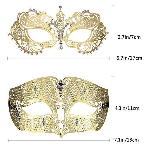 Image of Coddsmz Couples Venetian Masquerade Mask Set Luxury Style Princess Party Mask for Couples Women and Men Mardi Gras Masks