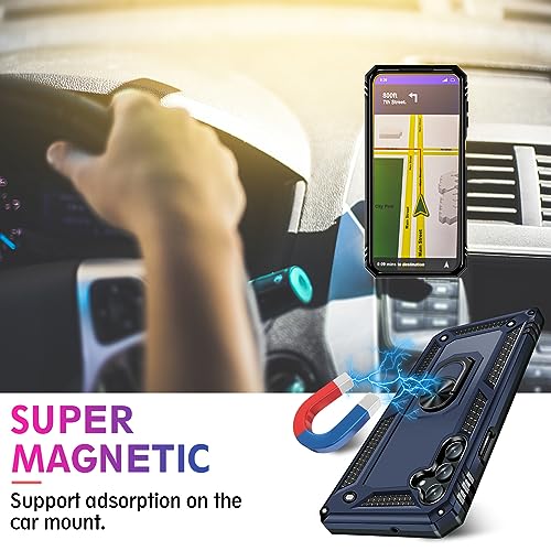Image of for Samsung Galaxy S24 Plus Case with Screen Protector, Military Grade Rugged Shockproof Heavy Duty S24 Plus 5G Protective Cover for Samsung S24 Plus Magnetic Ring Kickstand Phone Case (Blue)