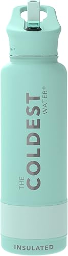 Miniatura 97 de Coldest - Botella de agua deportiva con tapa con popote y asa, a prueba de fugas, de acero inoxidable con aislamiento al vacío de doble pared,