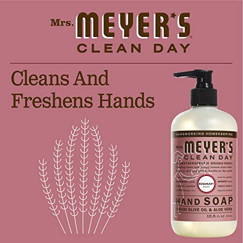 Image of MRS. MEYER'S CLEANDAY Hand Soap, Made with Essential Oils, Biodegradable Formula, Rosemary, 12.5 fl. oz (Pack of 2)