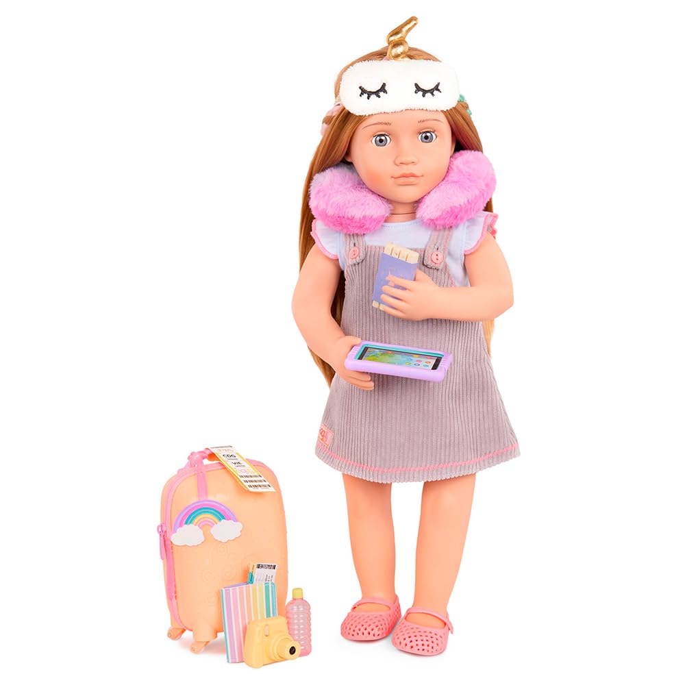 Our Generation – Reiseset für 46 cm Puppen – Mit Koffer, Zubehör und Reisedetails wie Kamera, Tablet, Zahnpflege & Reisepass – Over The Rainbow