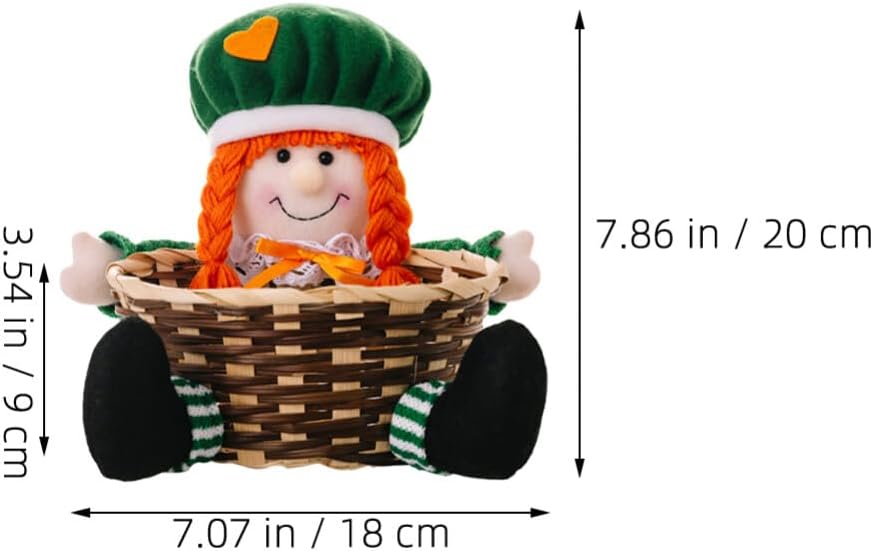 Amosfun Festival Candy Storage Basket for Patrick's Day Multi-function Leaf Decor Container for Treats and for Party Favor and Home Decoration