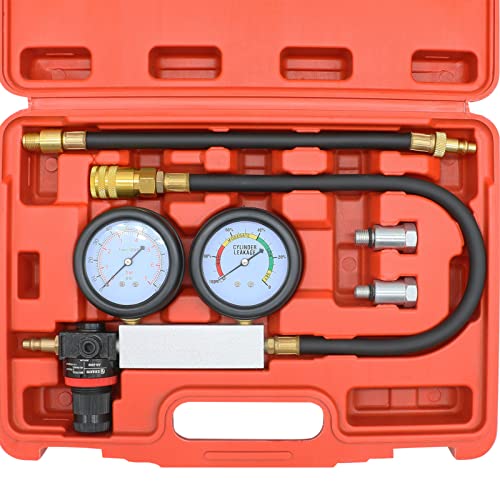 Cylinder Leak Down Tester Kit,Automotive Engine Pressure Gauges Compression Test Leakage Detector Tool Set (Tu-21) #TOP5