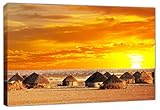 Afrikanische Sonnenuntergangslandschaft Wüstenhütten + A1+ Einzelpaneel – Größe 52 cm x 87 cm