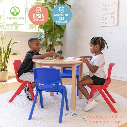Image of ECR4Kids 12in Plastic School Stack Chair, Classroom Furniture, Red, 10-Piece