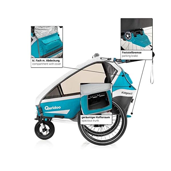 Qeridoo Kidgoo1 (2020/2021) Kinderfahrradanhänger, Fahrradanhänger 1 Kind - Petrol – Bild 4