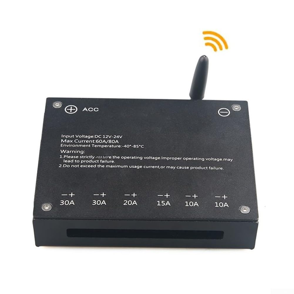 Panel de control táctil inalámbrico de 6 vías RGB intermitente interruptor de relé electrónico 80 A corriente máxima USB C carga metal ABS construcción para coche, camión, vehículo