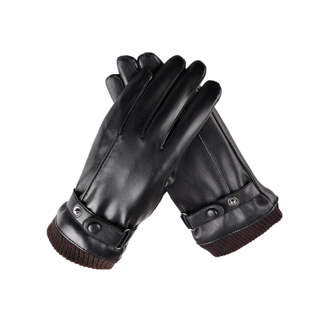 Parliky Gloves for Women Pu Leather Windproof Design - Palm Buckle Wrist for Skiing Biking and Cold Weather Activities