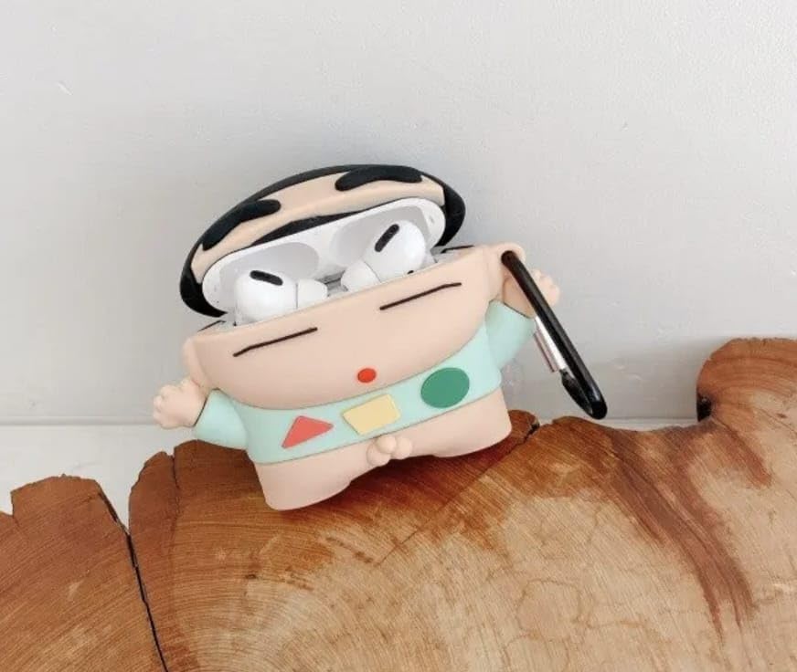 Image of Cartoon Silicone Case Compatible with Apple AirPods Pro 2 Case Cover - Cute 3D Shockproof 360 Protective Skin Cover with Keychain | AirPods Pro 2nd Gen Case (Shin-chan)