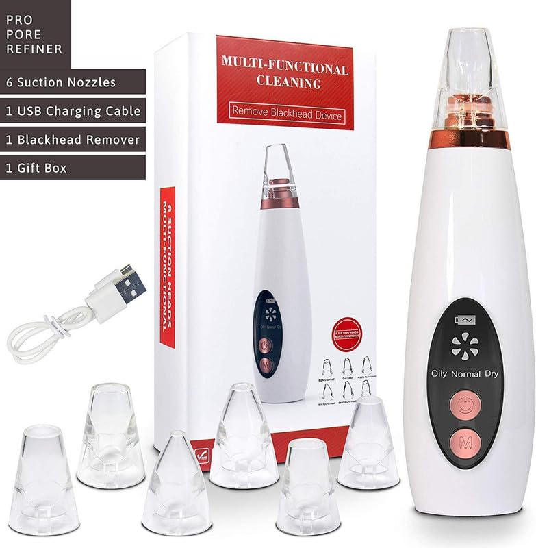 Image of Blackhead Remover Pore Vacuum - Electric Microdermabrasion Machine Black Head Cleaning Tool Pimple Sucker & Facial Cleanser Device for Pores Acne Nose Skin