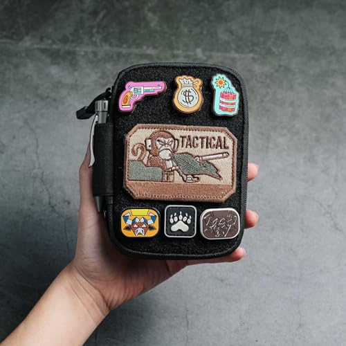 Sayram EDC Pouch Organizer Small Utility Pouch for Multitool, Nylon Tactical Gear Bag with DIY Patch Panel D-Ring, Compact Everyday Carry Pouch for Keys Flashlight Knife - Image 2