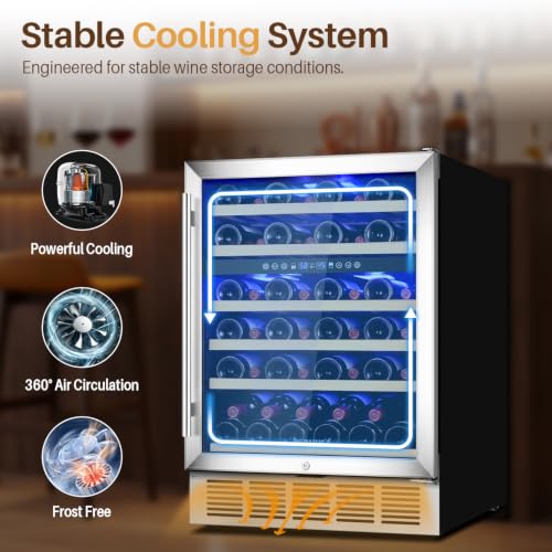 Image of 24 Inch Dual Zone Wine Fridge, 46 Bottle Wine Cooler, UnderCounter